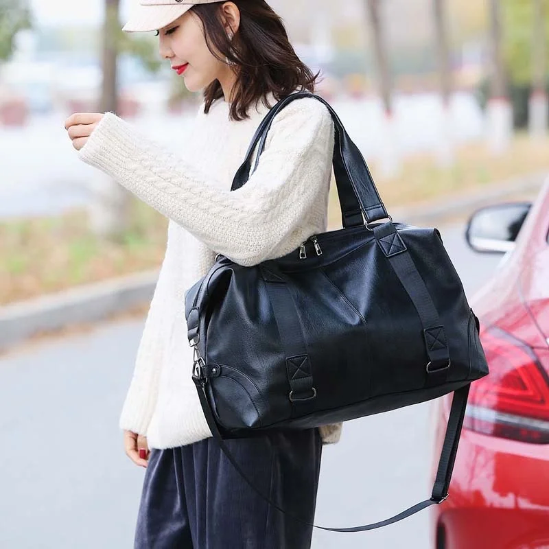 Multifunctional PU men women large capacity duffle bag leisure sports bag travel luggage hand bag