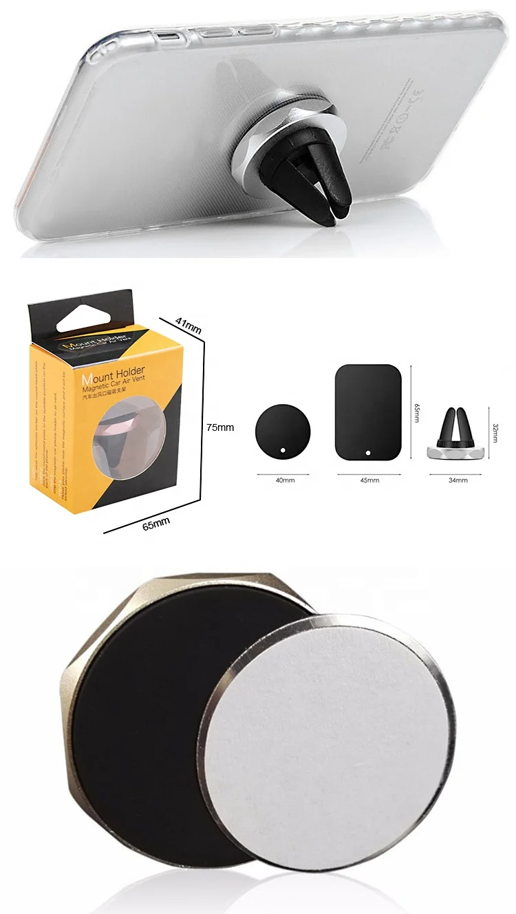 360 Degree Cell Phone Power Clip Gps Air Mount Car Vent Magnetic Holder