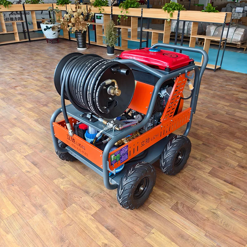 LC 17MPA 70LPM 27KW Sewer cleaning machine Toilet dredging, gasoline high pressure pipeline dredging and cleaning equipment