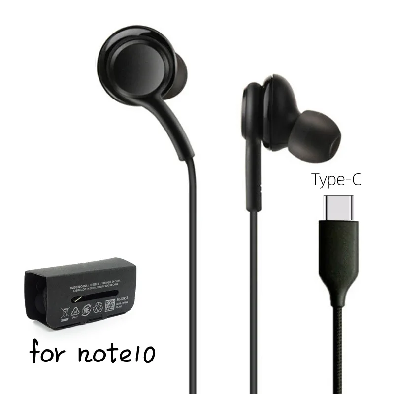 Wholesale Handsfree For Samsung Type C Stereo Earphones Headphones For Note 10 Headsets For AKG Type c Hearing Aids