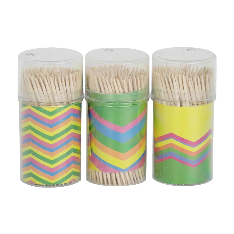
450pcs 6.5cm Wood Toothpicks Table Accessories Disposable Two sided point Wooden picks Party Home Supplies Biodegradable 902052 