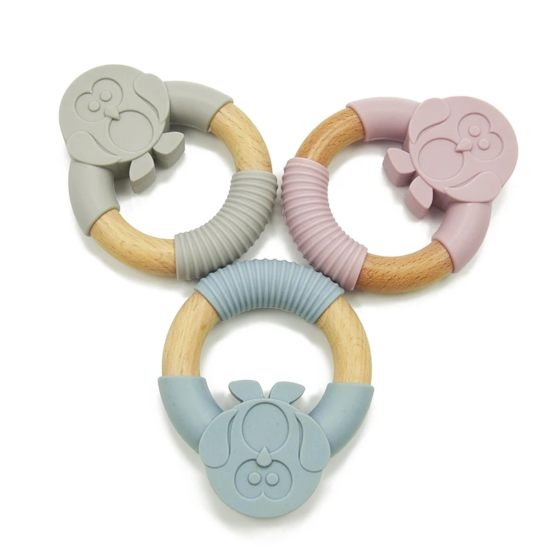 Wholesale green monkey cartoon teether baby teethers bpa free food grade silicon teething chewy toy molar sensory toys gift set