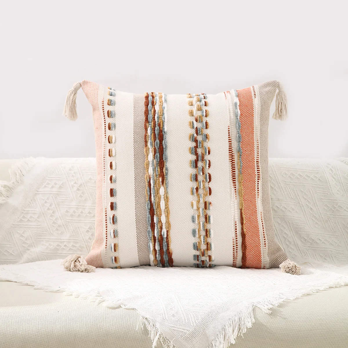 Factory Fall Pillow Covers Linen Pillow Case Cover Chenille Stripe Jacquard Cushion Cover