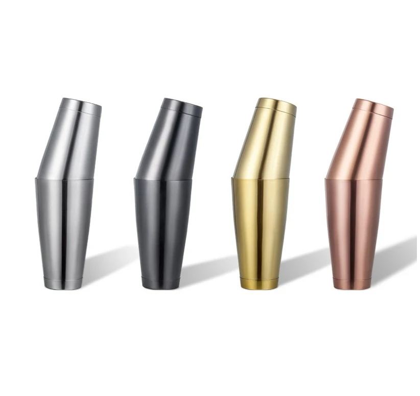 Gun metal Black Gold Rose Gold Stainless Steel Pro Boston Shaker 2 Piece18oz and 28oz Martini Drink Shaker Kit for Bartender
