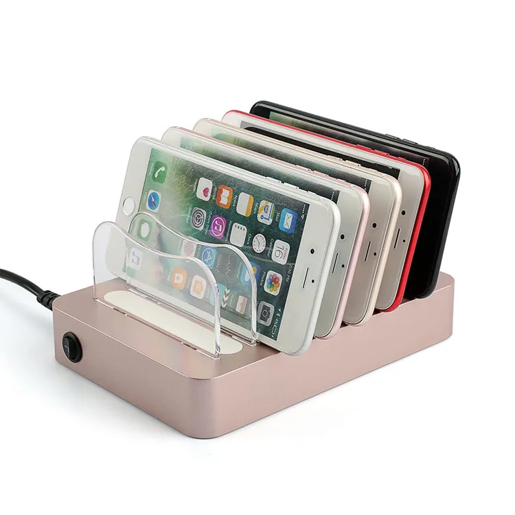  Интеллигентая (ый) 6-портовое 50w настольный USB планшет ноутбук зарядное устройство для смартфона с Универсальная