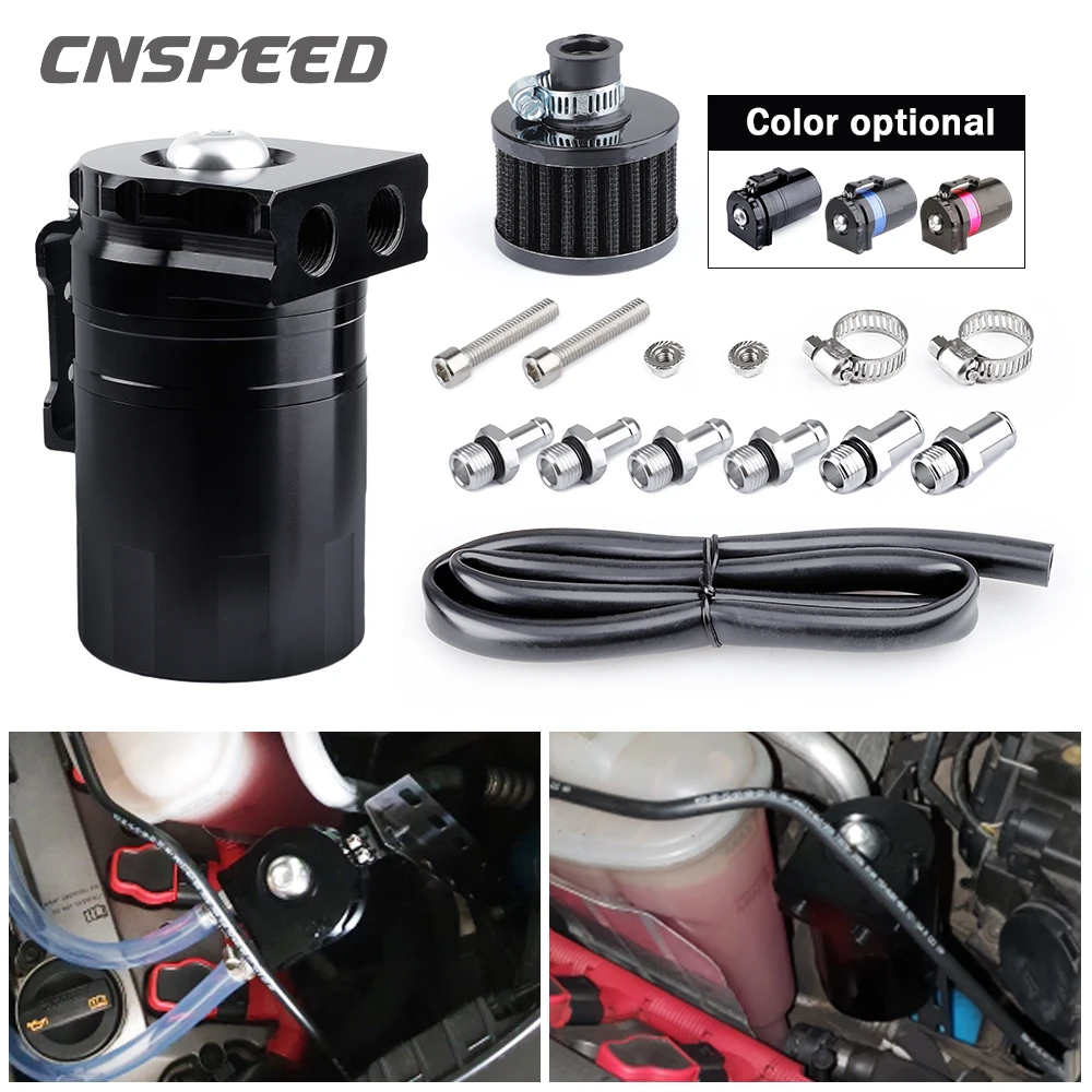 250ml Oil Reservoir Fuel Catch Tank With Air Filter Oil Catch Can Kit Car Universal Baffled Aluminum