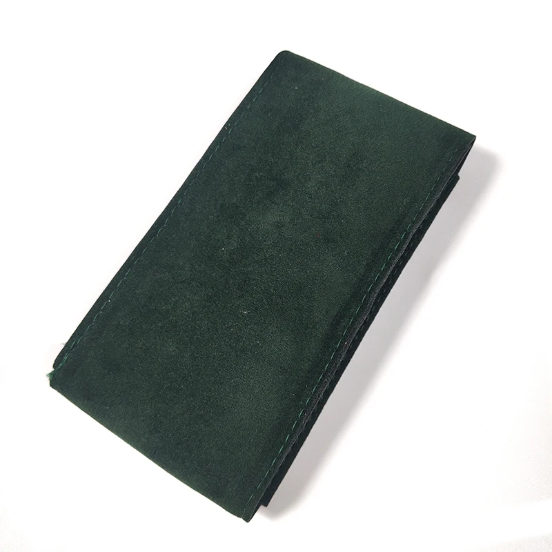 Wholesale hot selling free size transparent bag for hand watch case green velvet pouch plastic bag for watch straps
