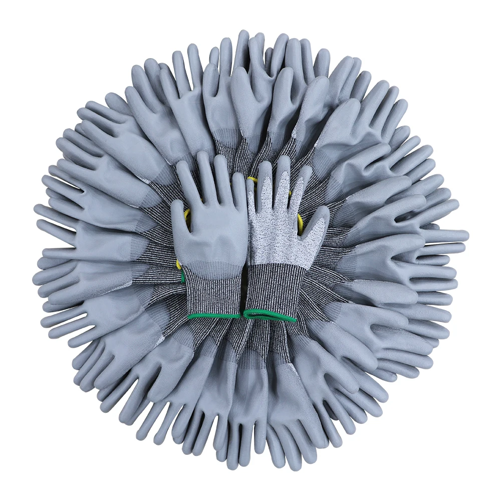 HPPE Palm Coated PU Safety Gloves Cut Resistant Anti Cut Hand Gloves Guantes anticorte nivel 5 Cut 5 cut-resistant gloves