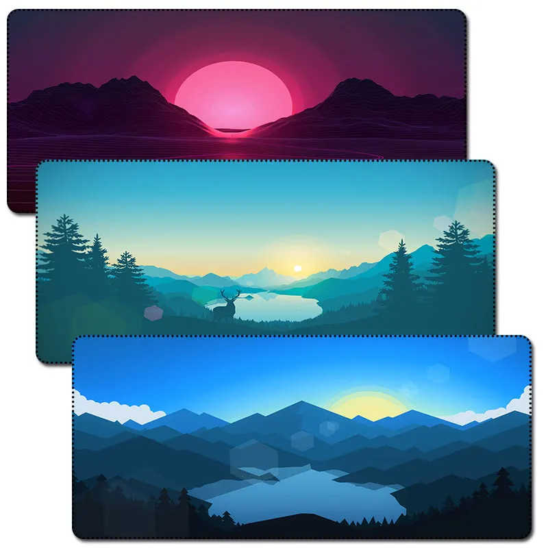 Amazon New Simple Landscape 80x30cm Gaming Mouse Pad Lock Edge Game Computer Desk Pad MousePad Deskpad Home Decor Desk Mats