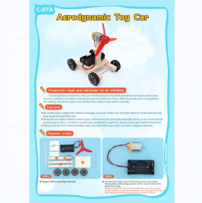 DIY Air Powered Small Invention Secondary School Wind Power Car Assemble Science Model Materials Scientific Experiment Kit
