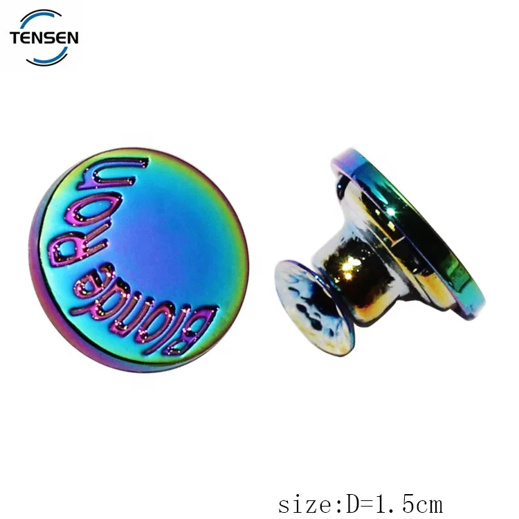 Custom rainbow denim rivet button custom engraved name jeans button alloy decorative jacket studs snap buttons