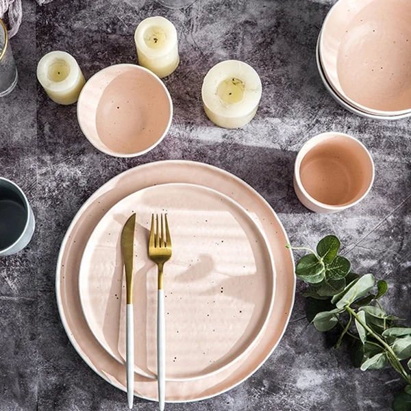 Wholesale custom logo matte speckle nordic style dinnerware sets ceramic tableware set dinner set porcelain