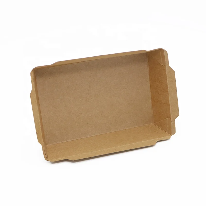 Eco friendly packaging custom printed disposable brown kraft paper food trays for food