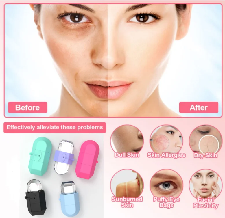 Reusable Daily Care Silicone Ice Capsule Facial Roller Ice Holder Face Cube Ice Tray Mold for Face Neck Eye