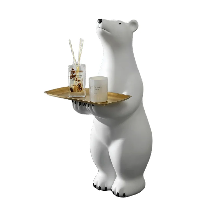 Processing custom polar bear tray living room hand key storage porch animal modeling resin artifact decoration