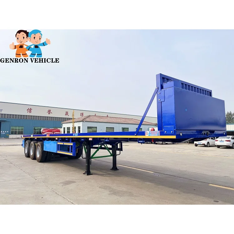 Made in China 13m Long Flatbed Semi Trailer Container Cargo Trailer with Fuel Tank for West Africa Use