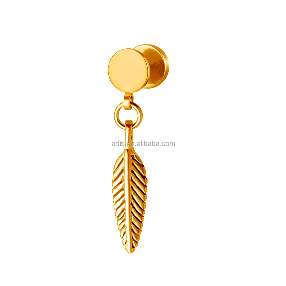 Hot Selling Stainless Steel Ear Plug With Chain Crucifix Body Jewelry Piercing Ear Tunnel For Men Women