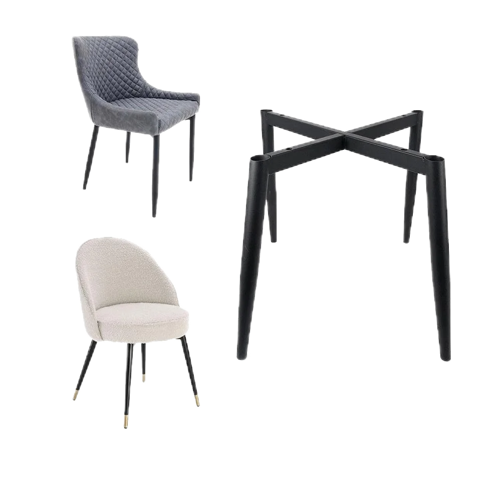 Custom universal shape modern process stainless steel, wrought iron metal table and chair frame