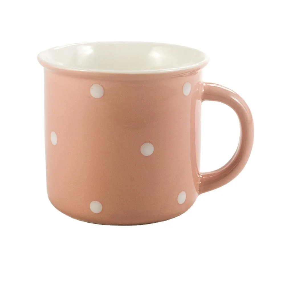 Wholesale Polky Dots printing cup custom coffee mugs ceramic cheap