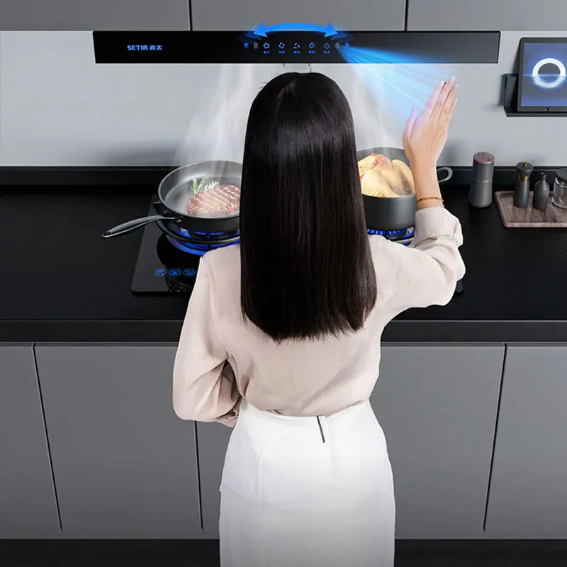 Double Turbo Motor Range Hood Wholesale Custom Slant Cooker Hood Electric Home Appliance Kitchen Chimney Extractor