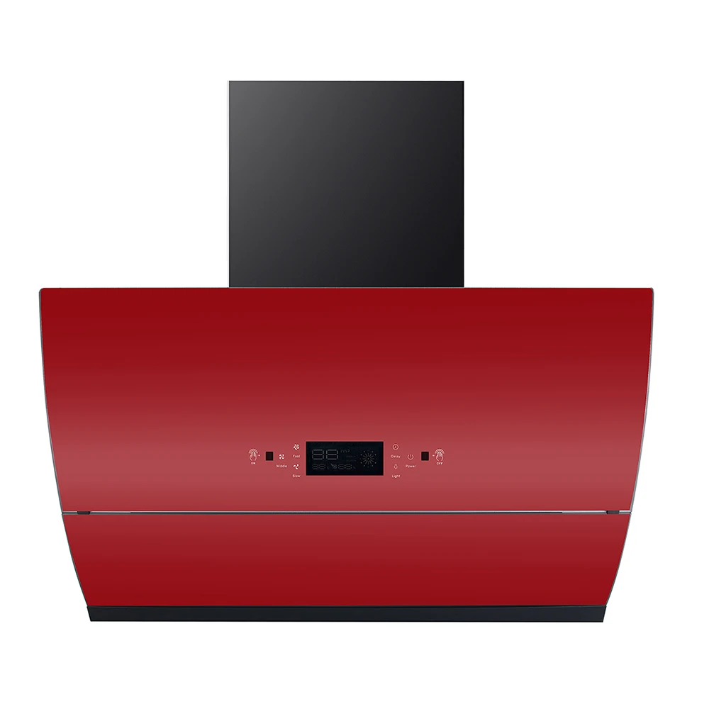 900MM Painted Black Automatic Open Two Motors Kitchen Chimney Auto Clean Extractor Hood Exhaust Hood