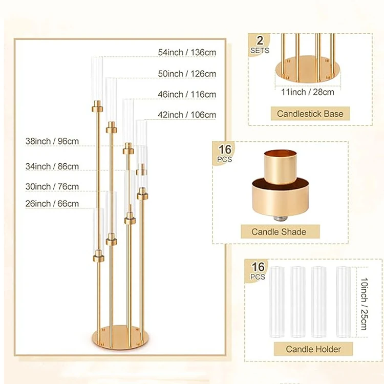 Hotel Decoration Centerpieces Large 5 Head Metal Gold Candelabra Candle Holder For Wedding Centerpiece Home Decor