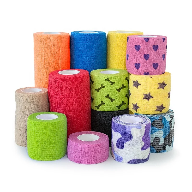 15 см * 4,5 м гибкая самоклеящаяся набивным рисунком нетканые сплоченной эластичный ветеринарных медицинских повязки для домашних животных скота обертывания