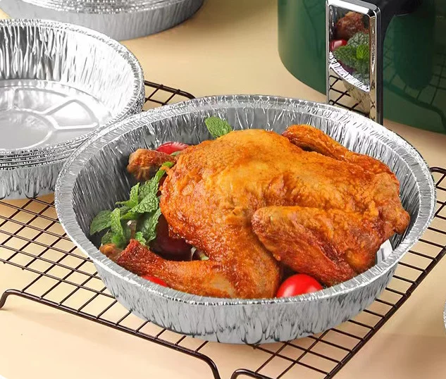 Custom aluminium foil container baking food grade tray metal pizza box cooking tool suitable for restaurant and kitchen party