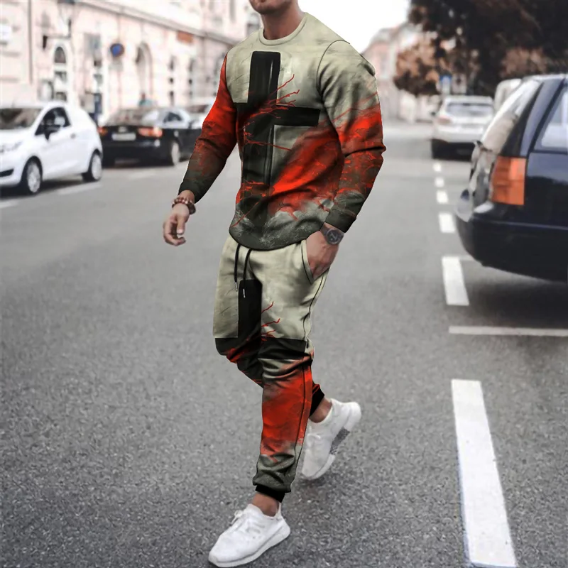 Customized 2 piece mens track set spring autumn jogger suit sportswear men jogging suit print sublimated sportswear custom