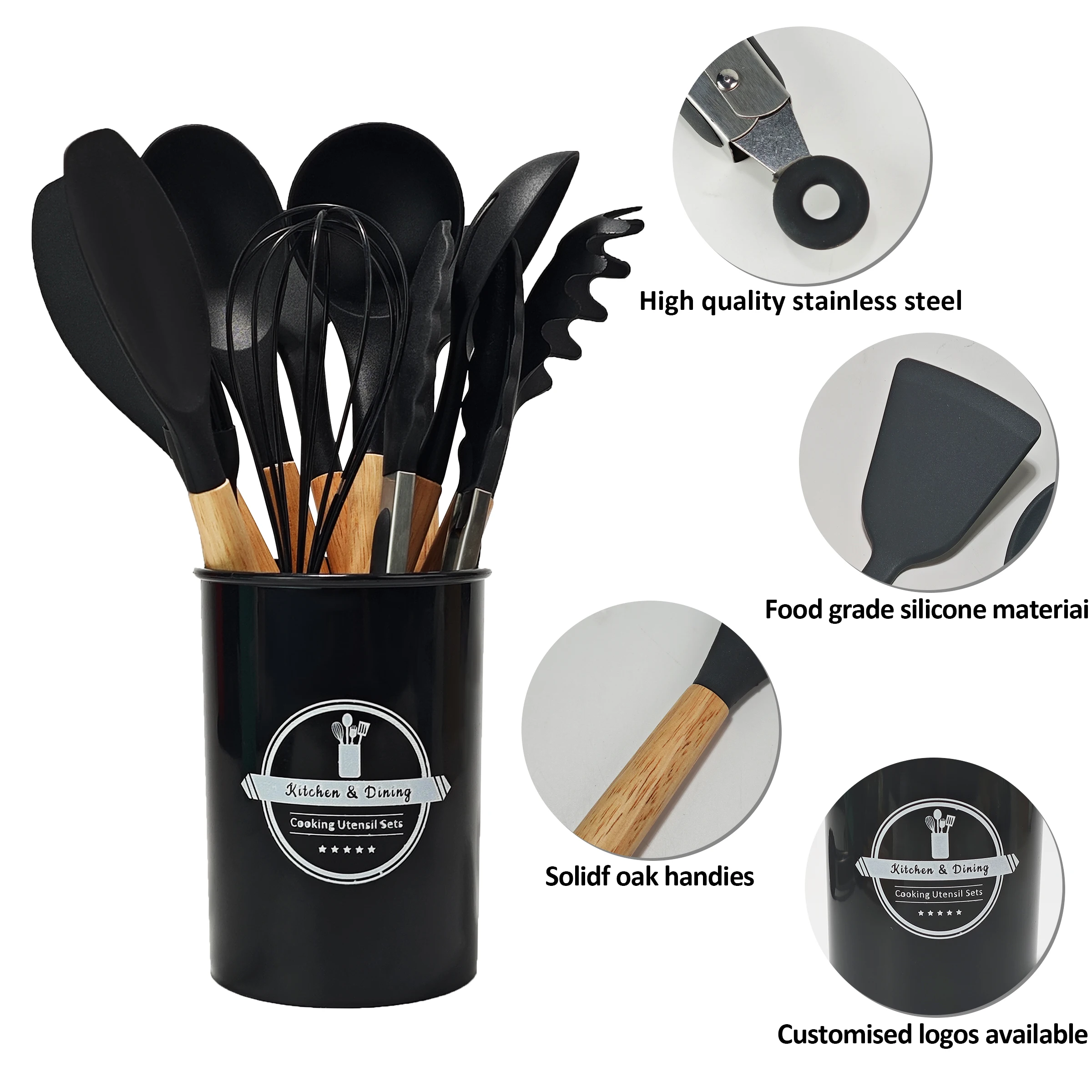 Direct wholesale kitchen tools silicone kitchen accessories cooking tool set customized LOGO minimum order 3000
