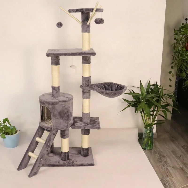 Relipet RL2068 недорогой роскошный современный Природный сизаль большой кошачий поцарапанный каркас башни деревянный дом для кошек на дереве