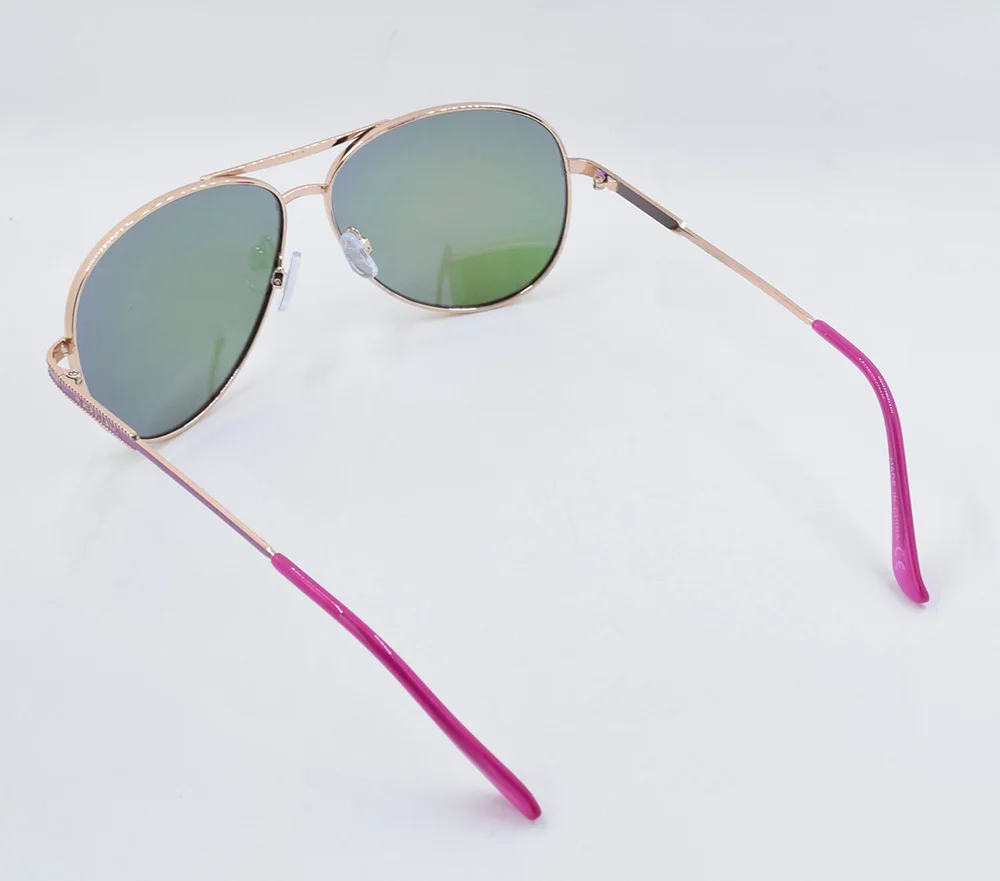 Wholesale laser logo painting frame Custom purple mirror lens 100% UV400 women retro metal sunglasses for lady