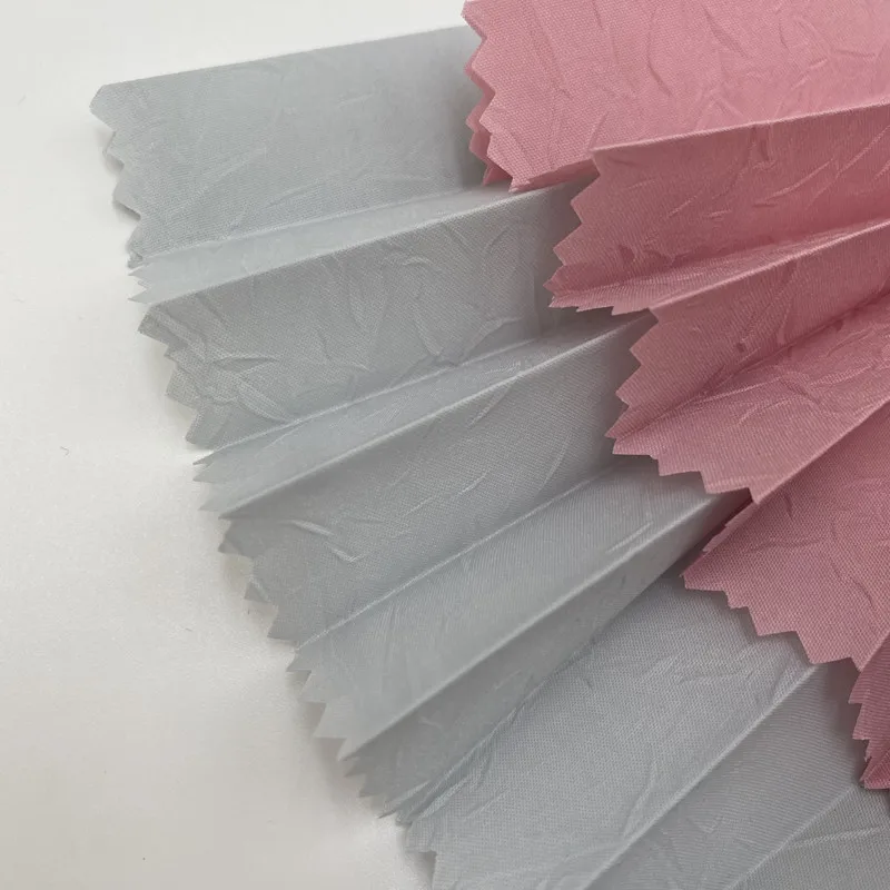 China Manufactory sunscreen Polyester crumple Starched pleated cloth fabric for Glass Balcony Curtain Fabric