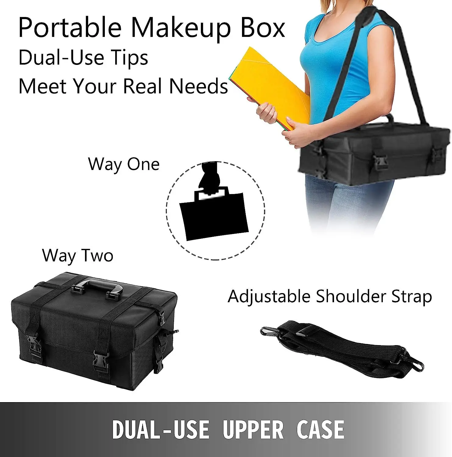 2 in 1 professional nylon makeup beauty cosmetic jewelry artist nail polish case rolling zipper trolley travel train suitcase