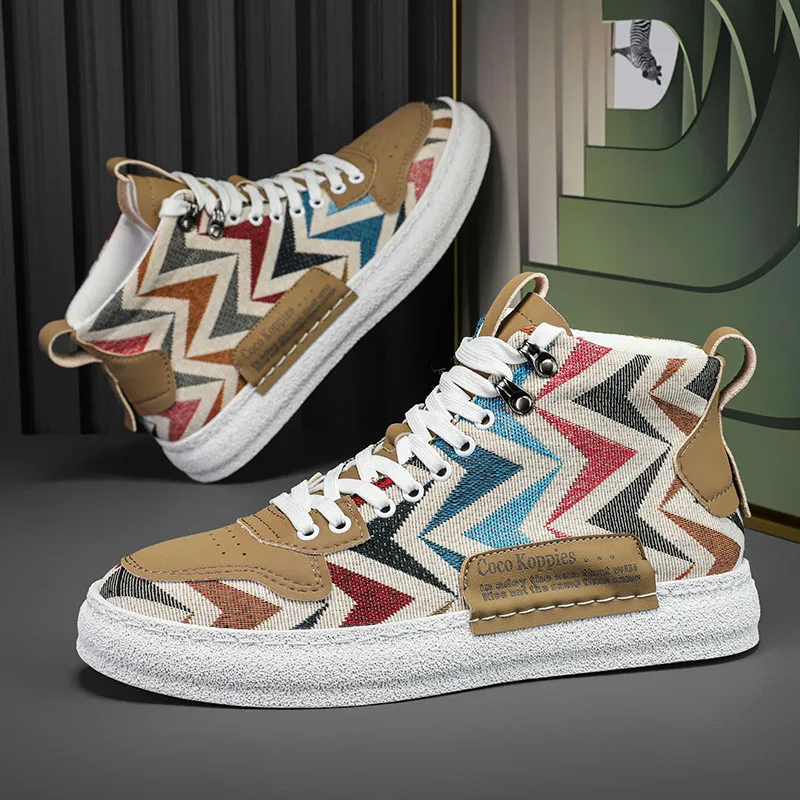 2024 New Original Canvas Shoes for man designer Custom Logo graffiti high top Flat shoes Men walking shoes