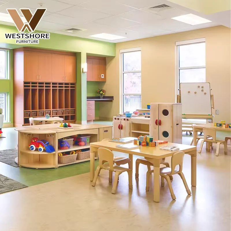 KIDS Montessori Kindergarten Children Wooden Furniture Sets Classic Table and Chairs Activity Kids Table and Chair Set