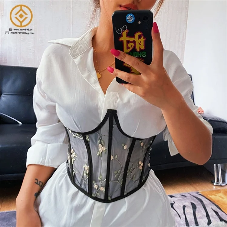 H0397D  2022 summer fashion new style, Mesh embroidery corset waist slim belt belt waist seal