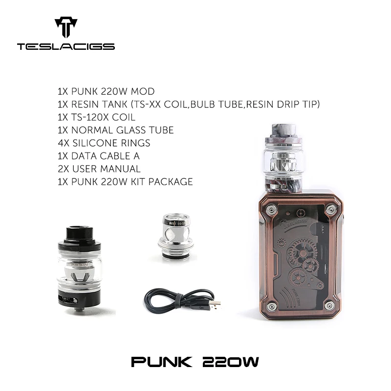 Полный комплект электронной сигареты Tesla PUNK 220W боксмод в стиле