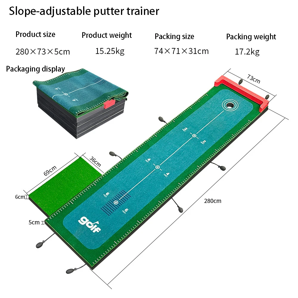 Inflatable Golf Putting Green Mat Slope-adjustable Putter Trainer for Golf Game Practice