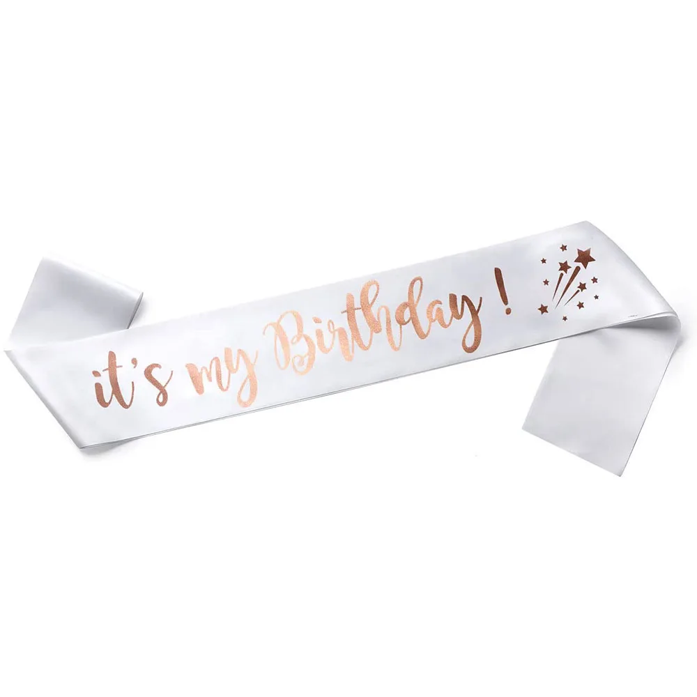 Wholesale Cheap Premium Letter ITS MY BIRTHDAY Party Supplies Glitter Satin Cloth Birthday Sash For Birthday Decorations