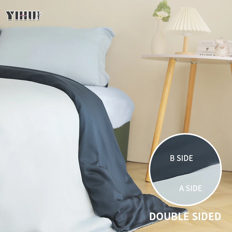Bamboo Sheet Sets AB Sides Solid Color Sheets Set Pure Color Double-Sided Sheets dyed Bedding King Size Bedsheets 4 piece 2024