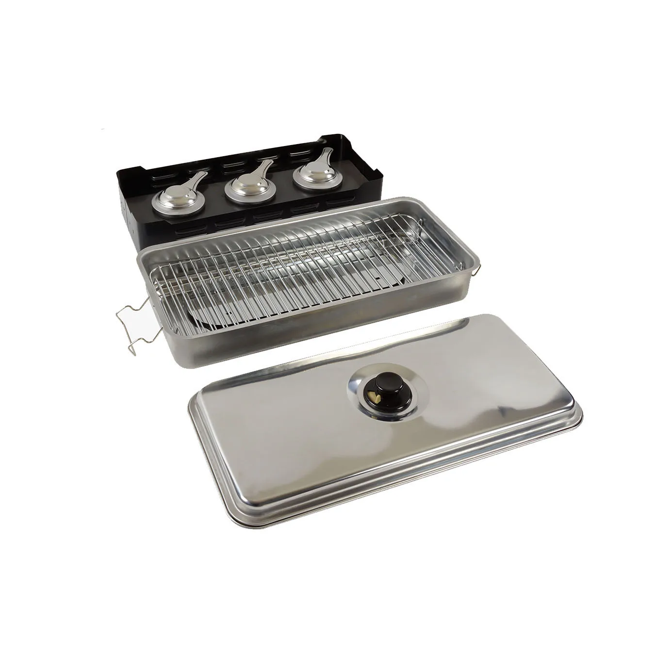 Portable fish smoker smoke oven outdoor/ indoor bbq grill for picnic/camping  2 burner smoke oven stovetop smoker