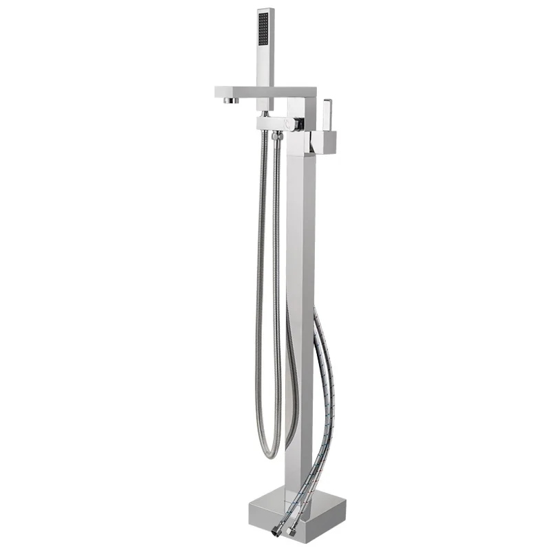 Modern design single handle stainless steel 304 faucet mixed multi-functional bathroom floor shower free standing bathtub faucet