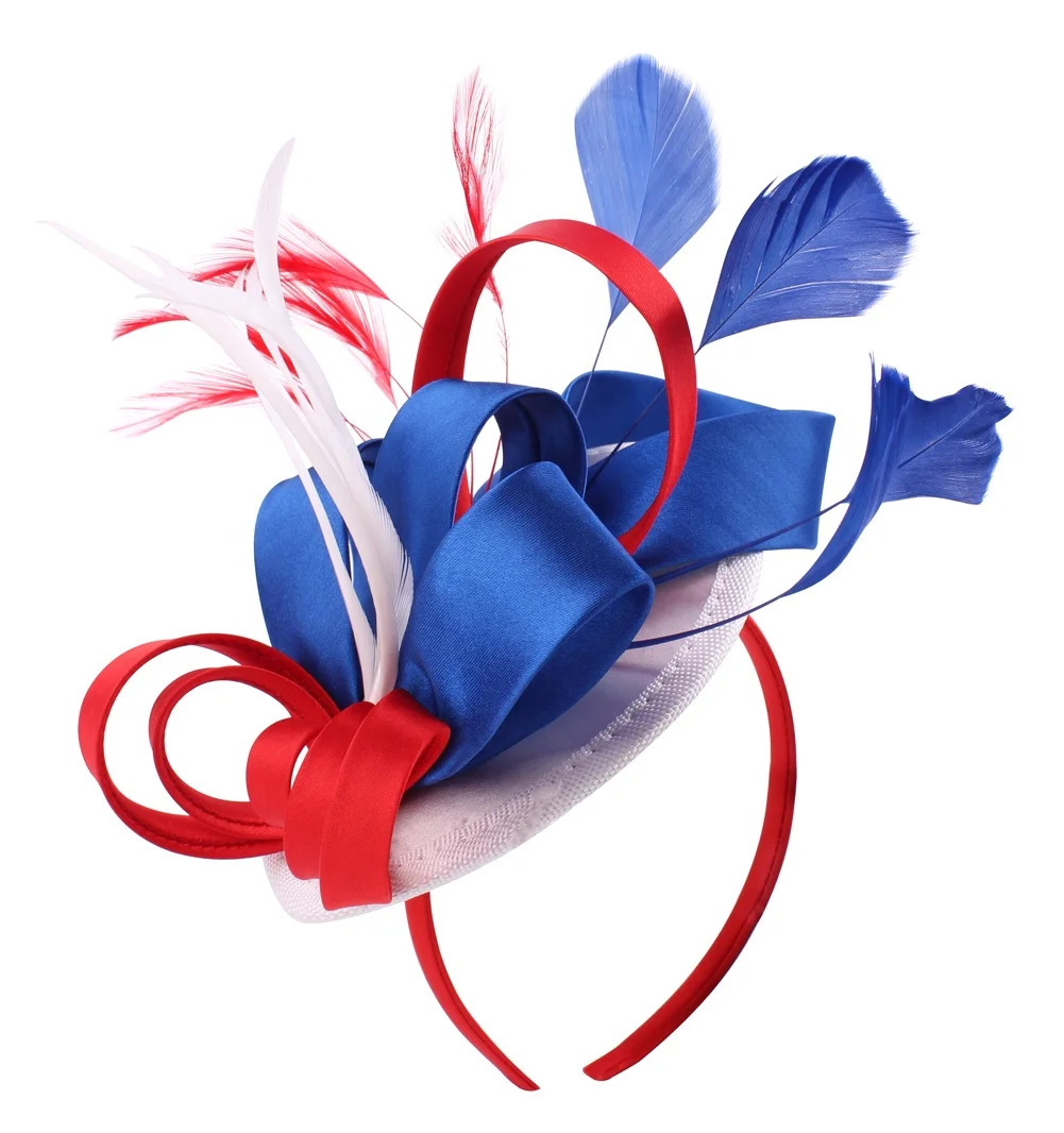 Amazon hot sale Tea party headband Kentucky Derby Wedding Cocktail Flower Satin Feathers hair clip Fascinators hat for women