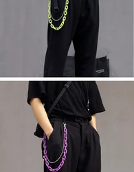 2020 wholesale double layer  hihop neon acrylic chian jean chains for men