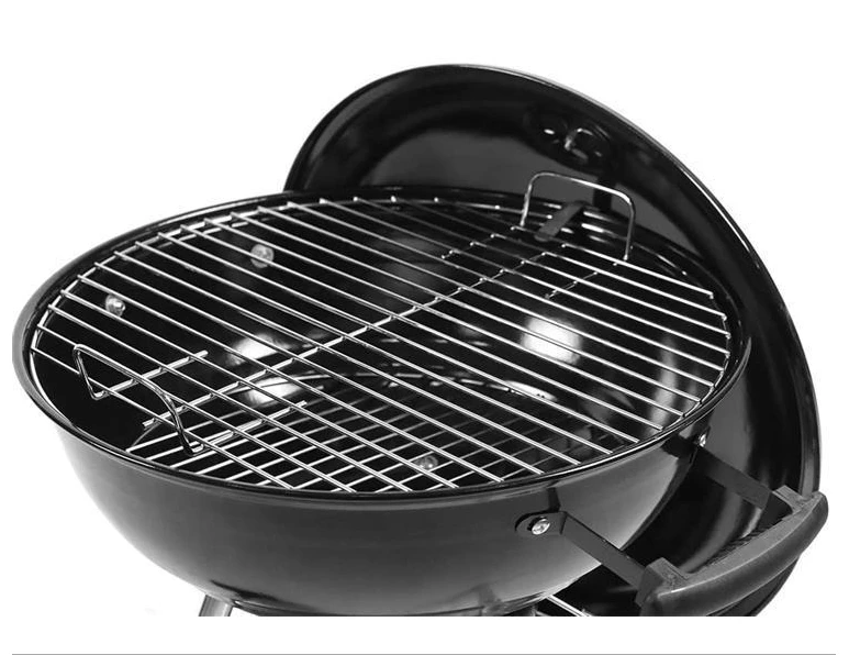 17 Inches Black Enamel Round Charcoal Grill Barbecue Kettle Bbq Grills Outdoor