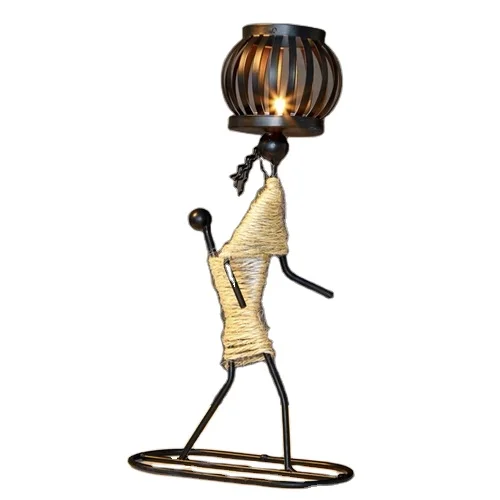 African Figurine Statue Woman Candle Holder Home Figurine Indoor Tea Light Woman Candle Holder