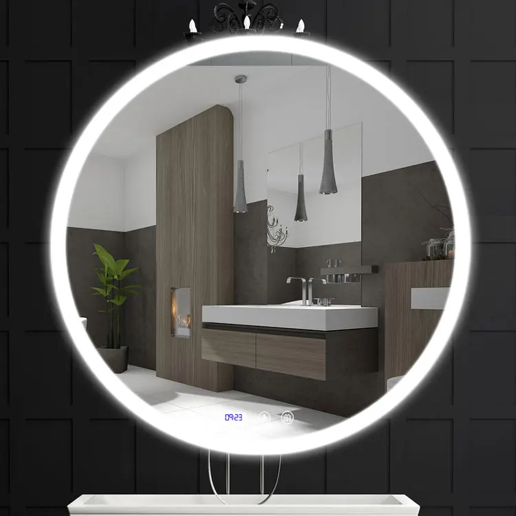 Customized Bathroom LED Light Glass Electric Round Smart Vanity Mirror China Silver White Modern Wall Hanging 2 Years 1pcs