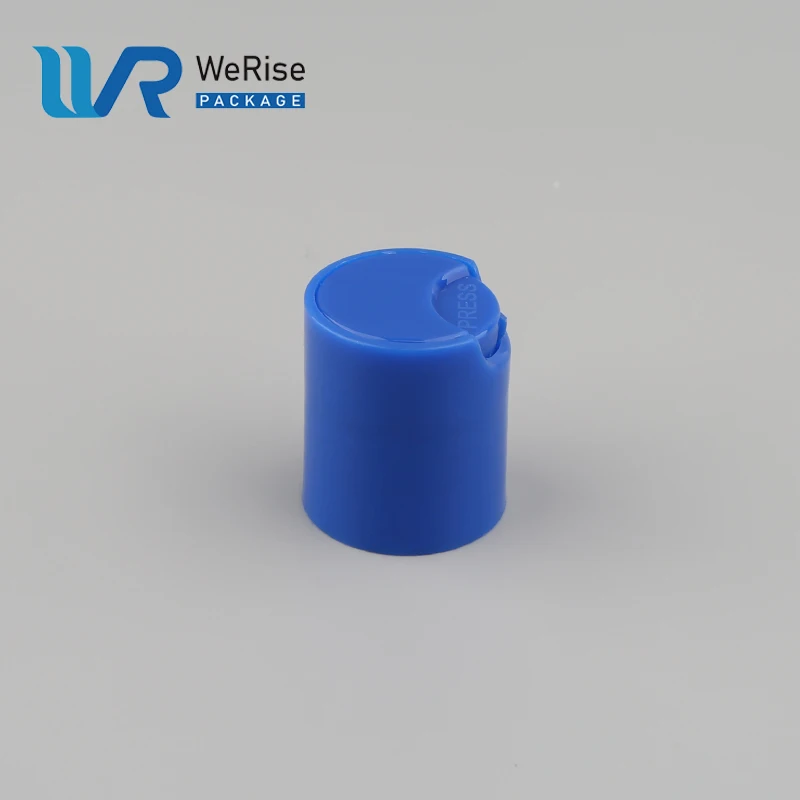 18mm 20mm 24mm PP blue press cap ,flip top disc top cap lids for cosmetic packaging