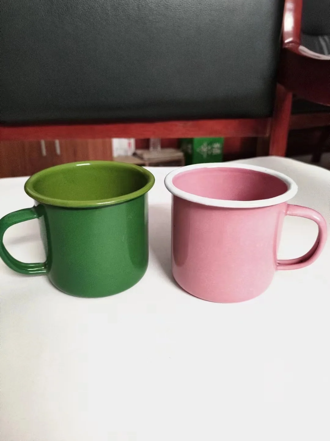 Enamel Cups Custom 350ml Steel Travel Coffee Mug Reusable Enamelled Cups Coffee Water Milk Shape Christmas Holiday Christmas